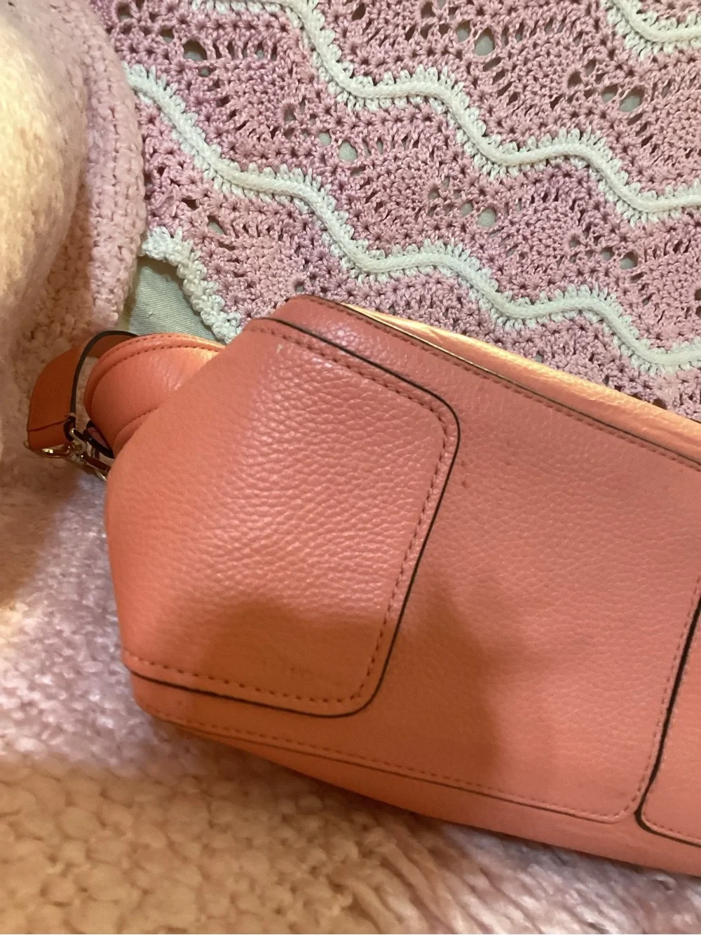 kate spade Coral Pink Pebbled Leather Shoulder Bag